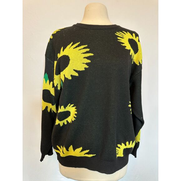 Daisy Street Black Sunflower Crewneck Sweater Size Small - Picture 10 of 11